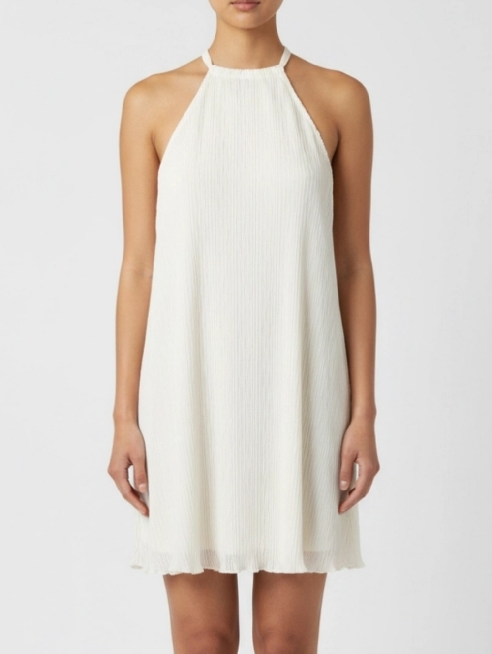 Edikted Women Mini Dress Sz S White Palma Open Back Trapeze Halter Neck Clubbing